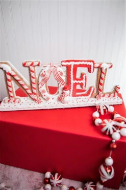 17” Clay Dough Peppermint Noel Table Piece