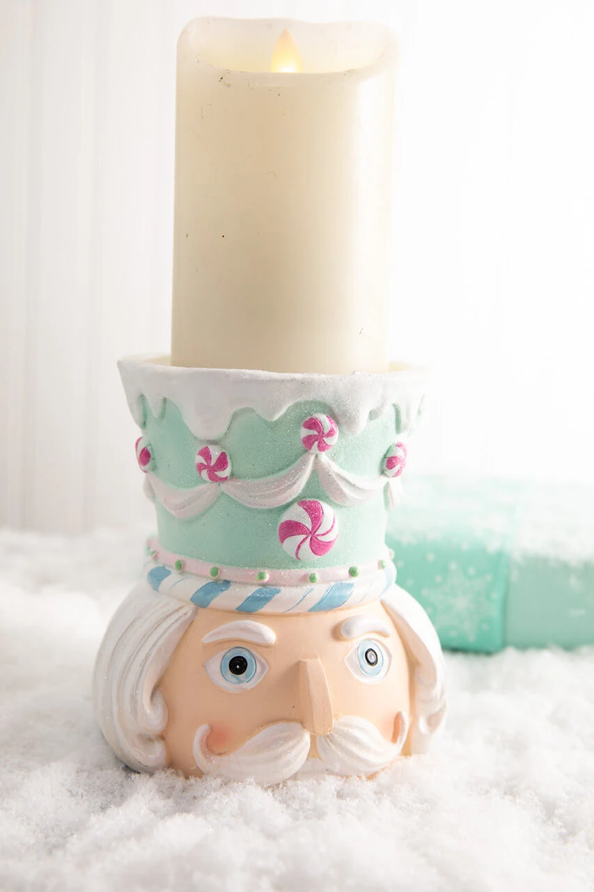 5.5β Teal Resin Pastel Candy Nutcracker Candle Holder - Image 3