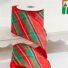 4" X 5 Yard Diagonal Cut Nutcracker Plaid Dupioni Ribbon
