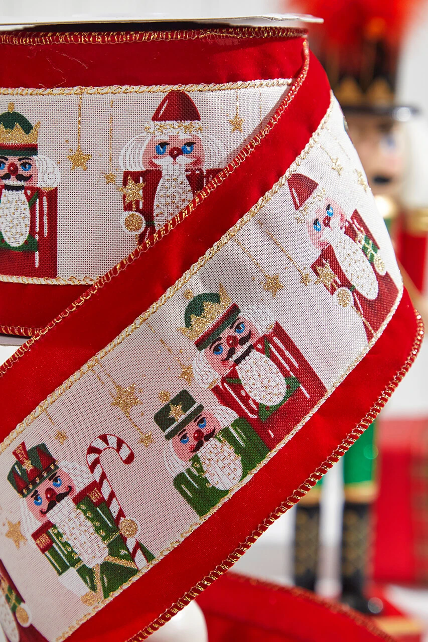 4" X 10 Yard Nutcracker Velvet Ribbon - Image 2