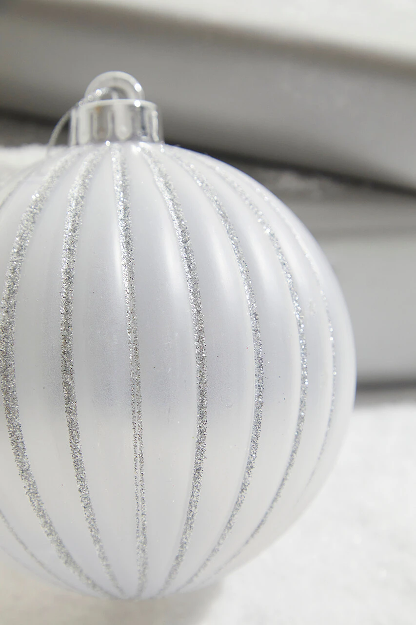 4.5β Opaque Silver Glitter-Lined Ball Ornaments - Set Of 2 - Image 3