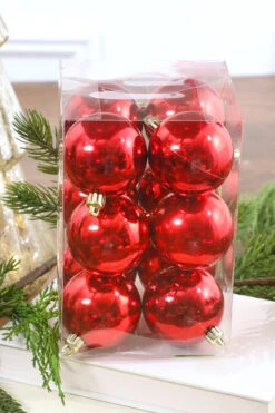 2β Red Shiny Ball Ornament - Set Of 12