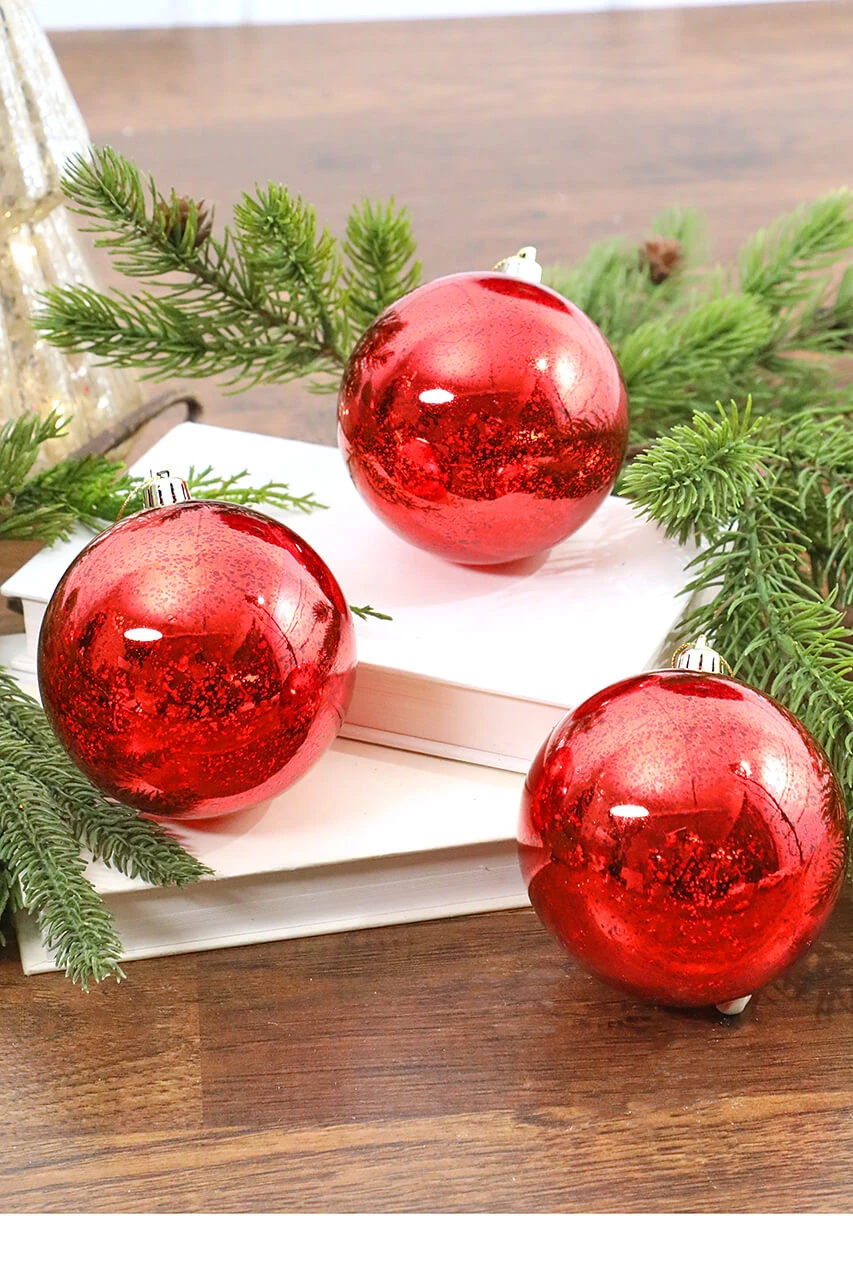 3.5β Red Mercury Ball Ornaments - Set Of 4 - Image 2