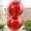 5” Red Mercury Ball Ornaments - Set Of 2