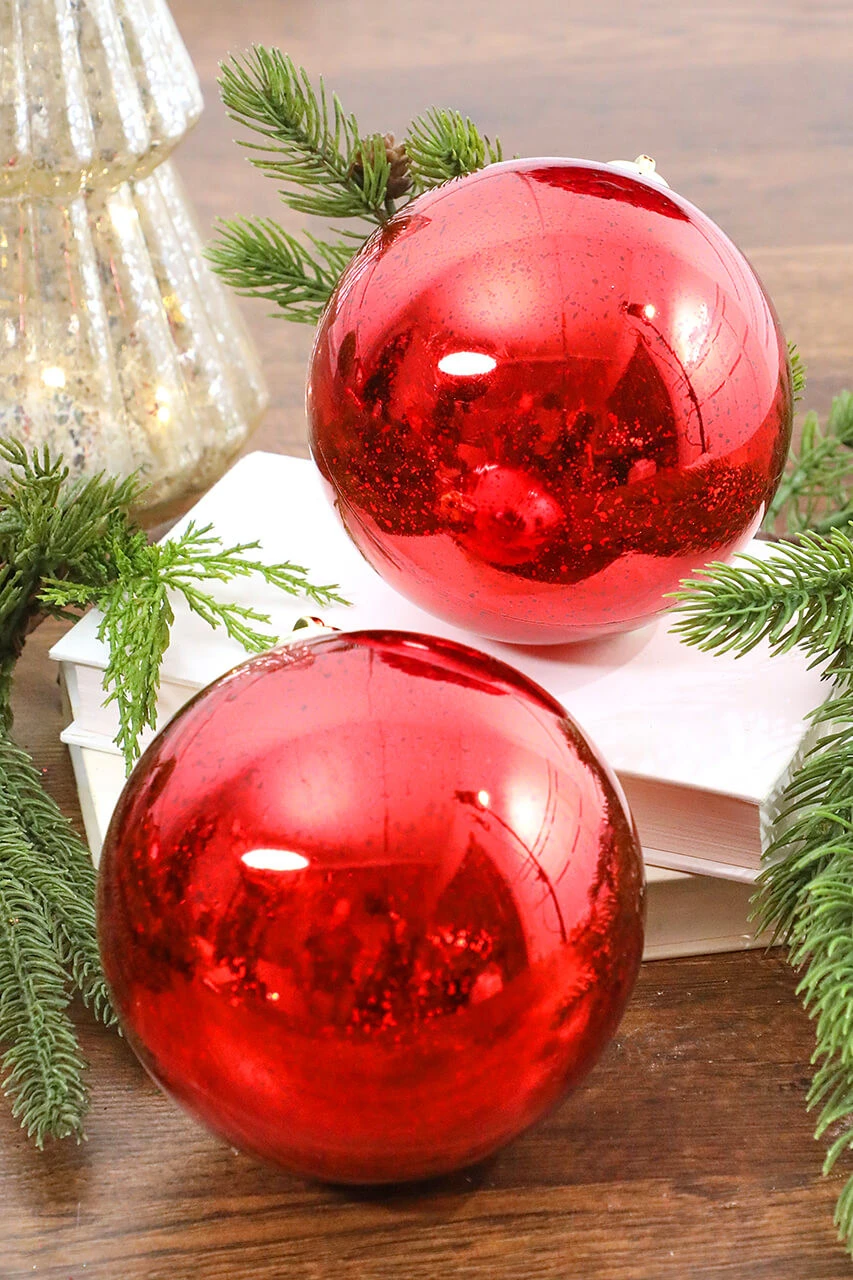 5β Red Mercury Ball Ornaments - Set Of 2 - Image 2