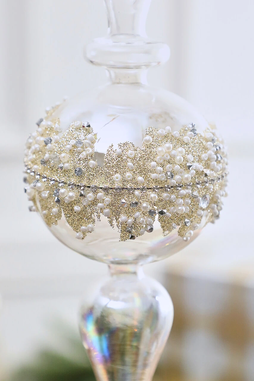 8.5β Glass Glitter Pearl Finial Ornament - Image 2