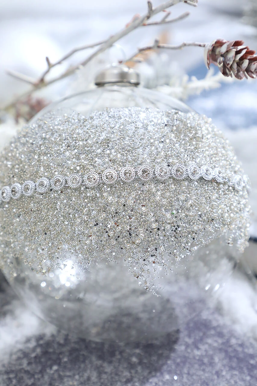 5" Glass Jewel Ball Ornament - Image 2