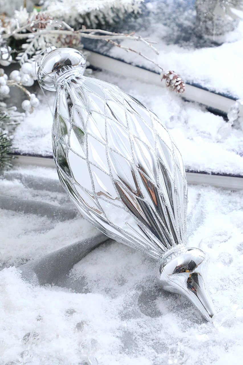 12β Silver Drop Ornament