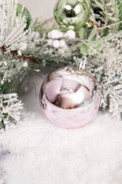 3” Pink Shiny Ball Ornaments - Set Of 6