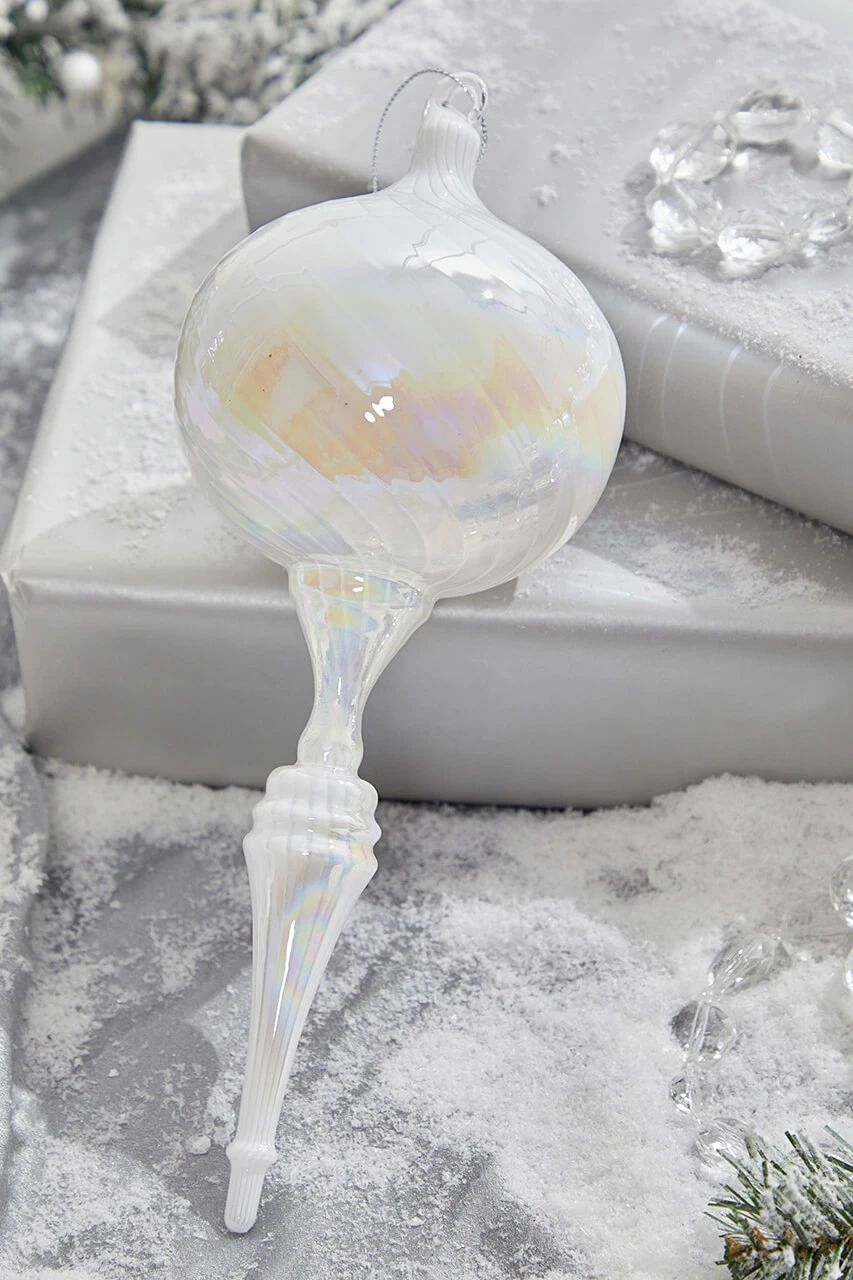 10" Pearl Glass Bulb Finial Ornament - Image 2