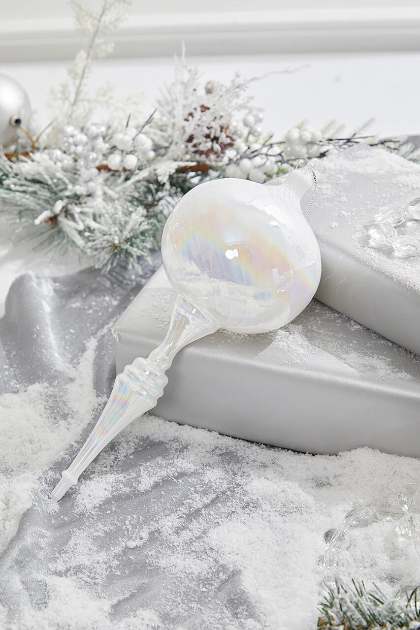 10" Pearl Glass Bulb Finial Ornament