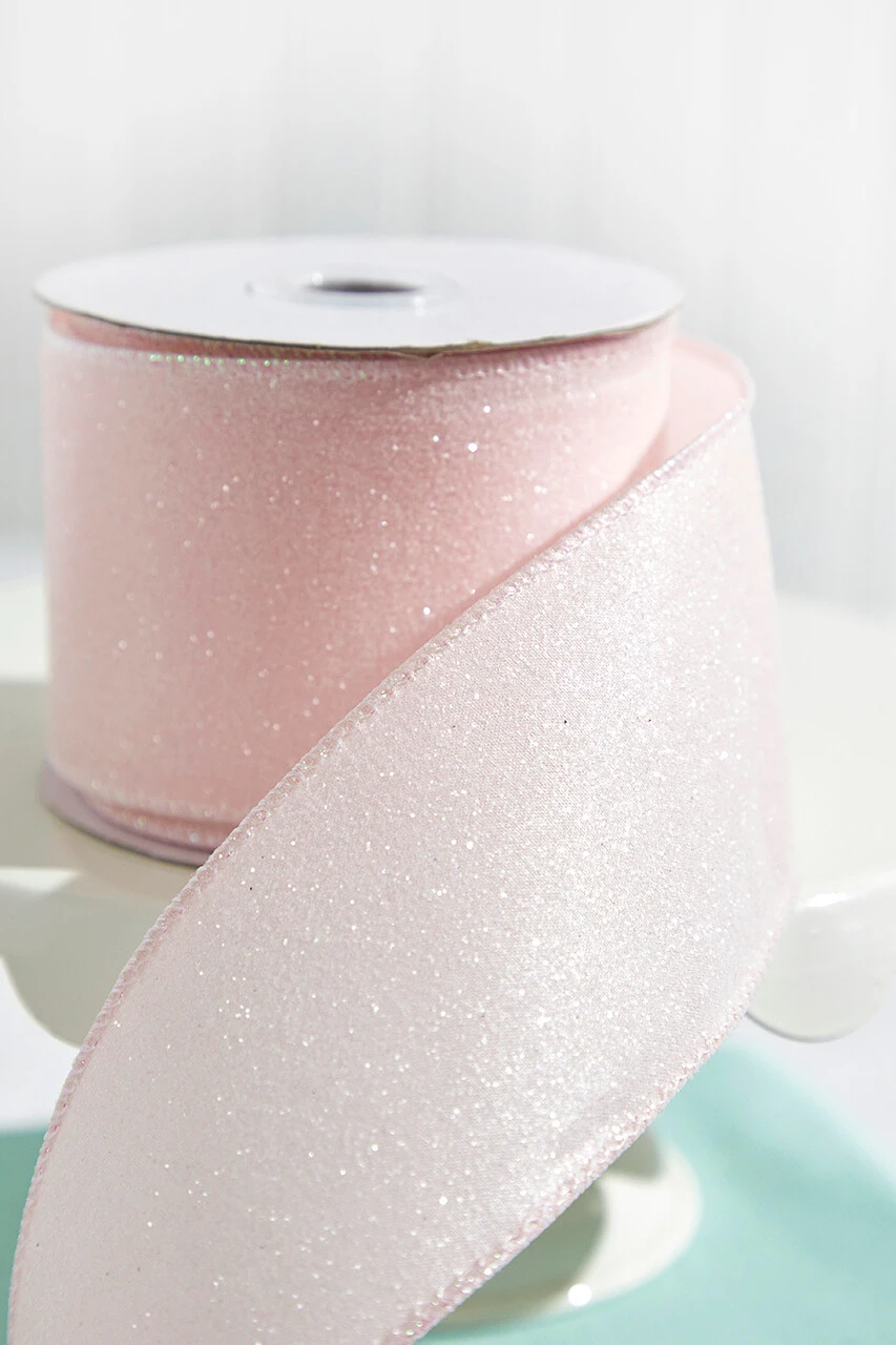 2.5" X 10 Yard Glitter Candy Pink Wired Ribbon - Image 2