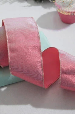 4” X 5 Yard Pink Splash With Fused Tissue Back Ribbon