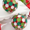 6" Red/Green/White Mercury Glitter Dot Ball - Set Of 2