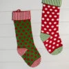 21” Cable Knit Elf Stripe & Polka Dot Stocking