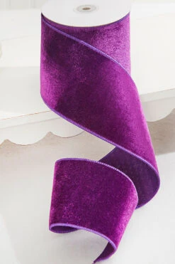 4" X 10 Yard Purple Velvet Wired Ribbon