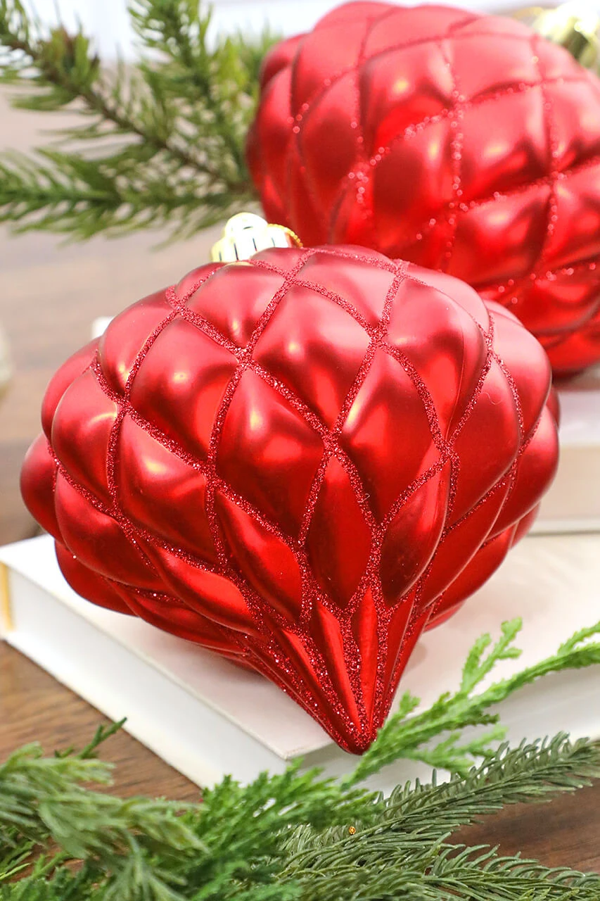 6β Red Matte Diamond - Onion Finial - Set Of 2 - Image 2