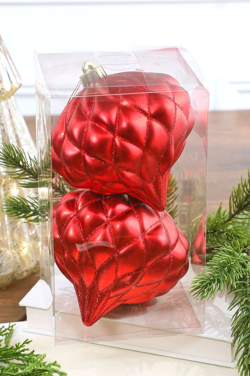 6β Red Matte Diamond - Onion Finial - Set Of 2 - Image 3