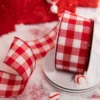 2.5” X 10 Yard Red/White Double Side Check Ribbon