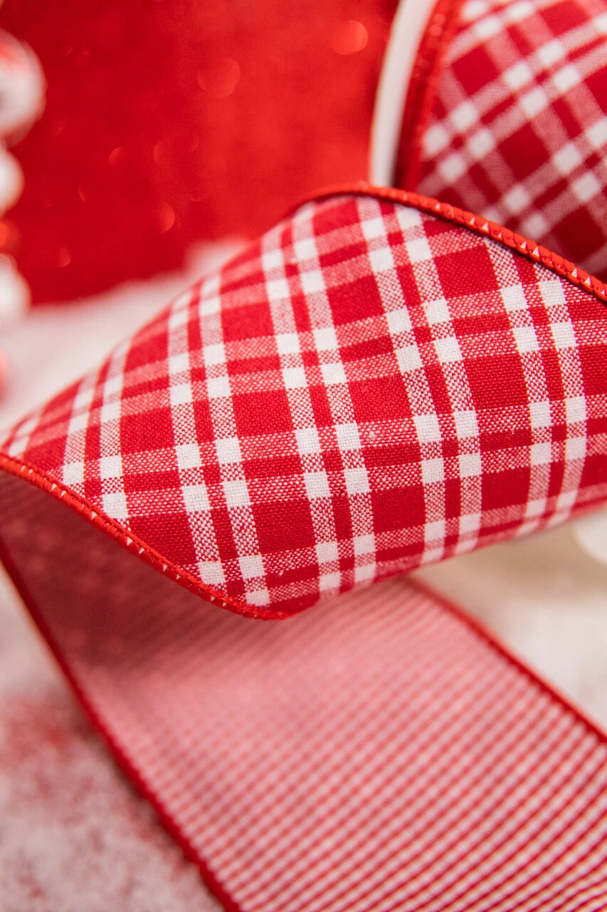 4" X 5 Yard Diagonal Cut Double Sided Check Ribbon - Image 2