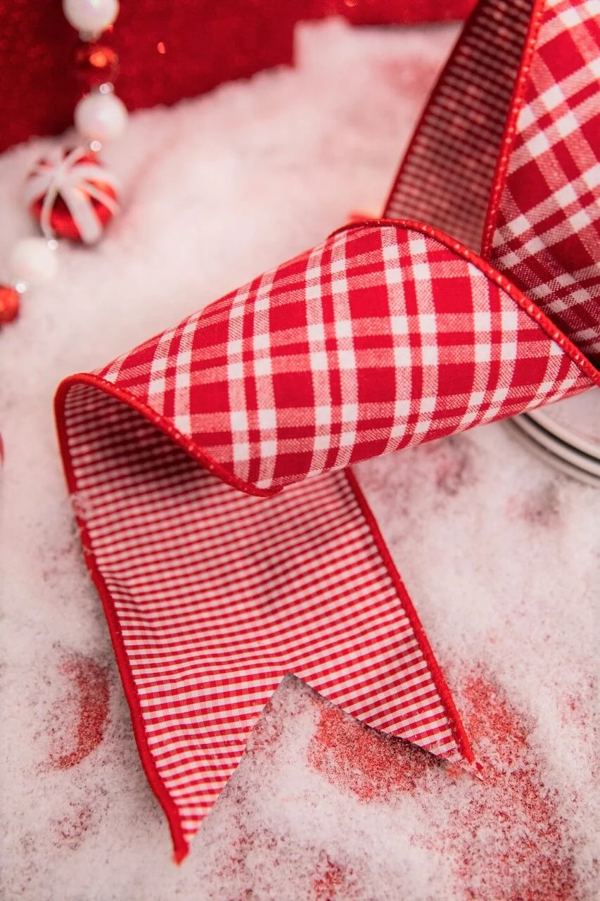 4" X 5 Yard Diagonal Cut Double Sided Check Ribbon - Image 4