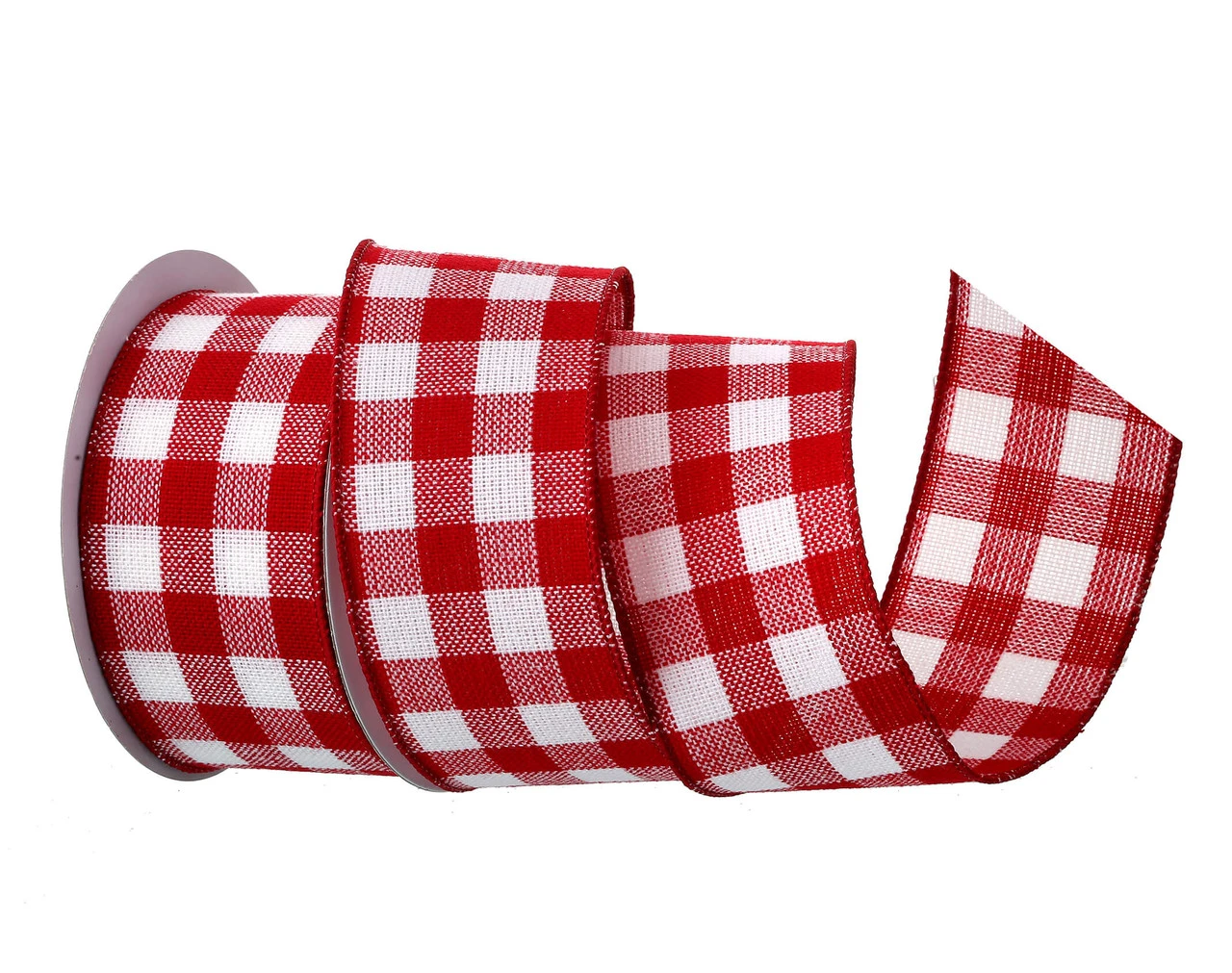 2.5β X 10 Yard Red/White Double Side Check Ribbon - Image 3