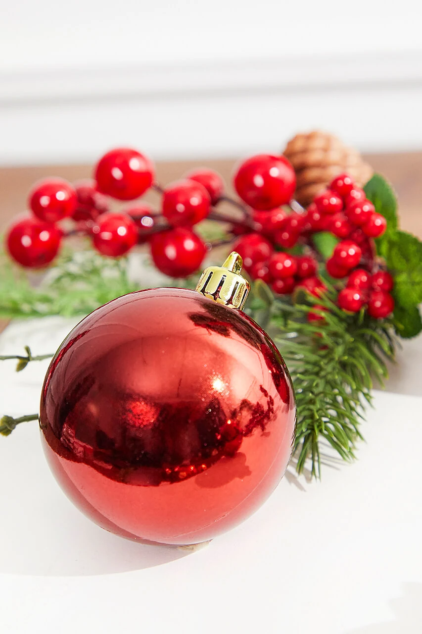 2.5โ Burgundy Shiny Ball Ornaments - Set Of 12 - Image 2