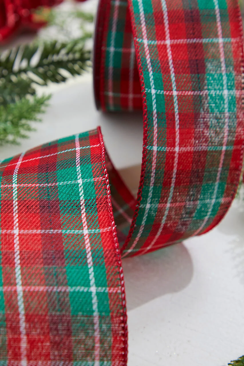 2.5β X 10 Yard Christmas Plaid Ribbon - Image 2