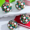 4" Red/Green/White Mercury Glitter Dot Ball - Set Of 4