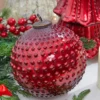 6" Round Hobnail Ruby Mercury Glass Ornament