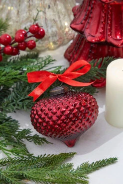 4" Onion Hobnail Ruby Glass Ornament