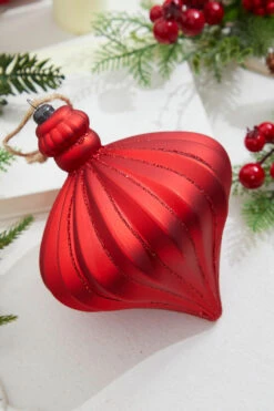 7" Red Glitter Onion Finial Ornament