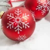 5" Red Christmas Ball Ornaments - Set Of 6