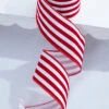 2.5" X 10 Yard Red & White Striped Wired Ribbon