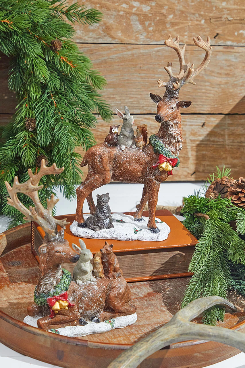 12.6β Resin Holiday Deer With Animals