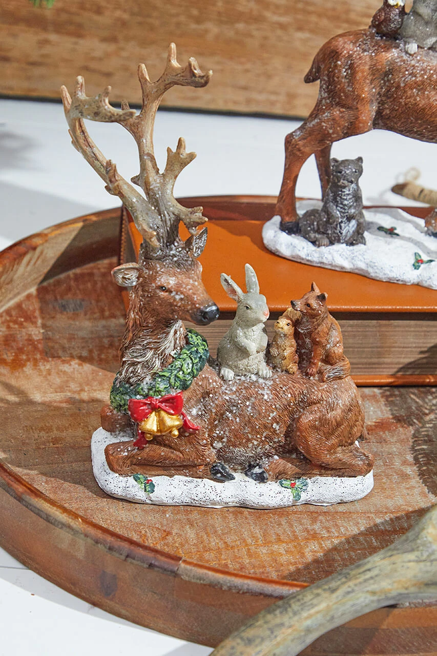 12.6β Resin Holiday Deer With Animals - Image 2