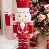 35.8” Resin Red And White Peppermint Nutcracker Decoration