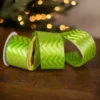 2.5" X 10 Yard Silver/Green Wavy Stripes On Green Ribbon