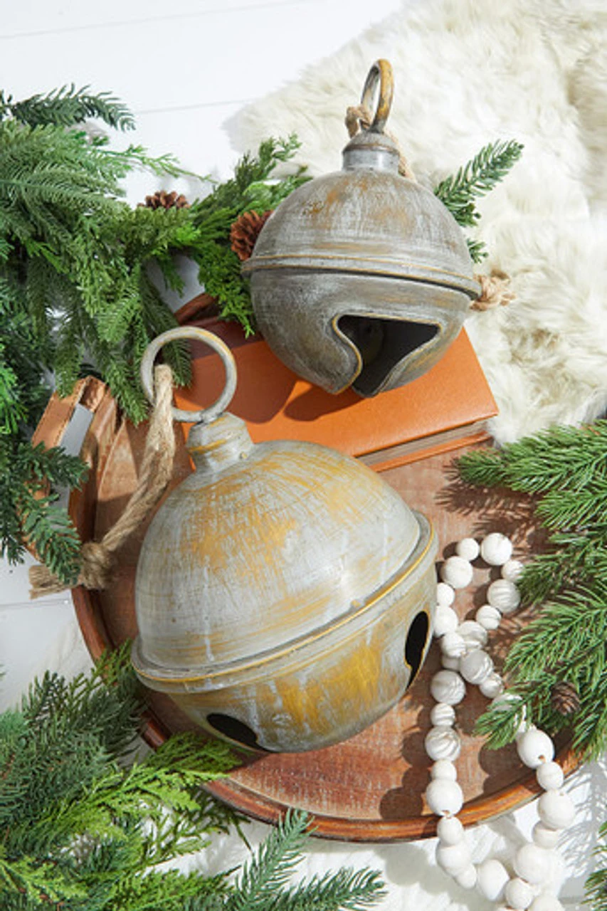9โ X 11.5โ Large Antique Finish Metal Jingle Bell With Rope - Image 2