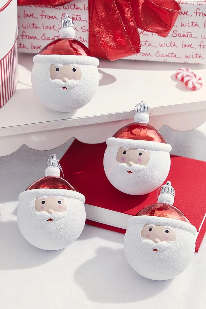 3.5" Santa Claus Ball Ornament - Set Of 4
