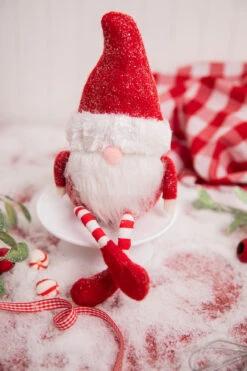 12.5β Iced Red & White Sitting Santa Gnome