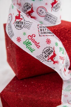 2.5" X 10 Yard North Pole Santa Mail Ribbon