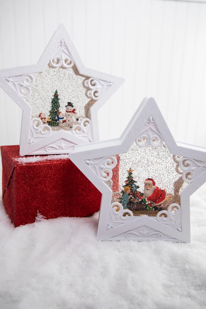 10.5" Battery Operated Lighted Spinning Water Globe Star With Timer