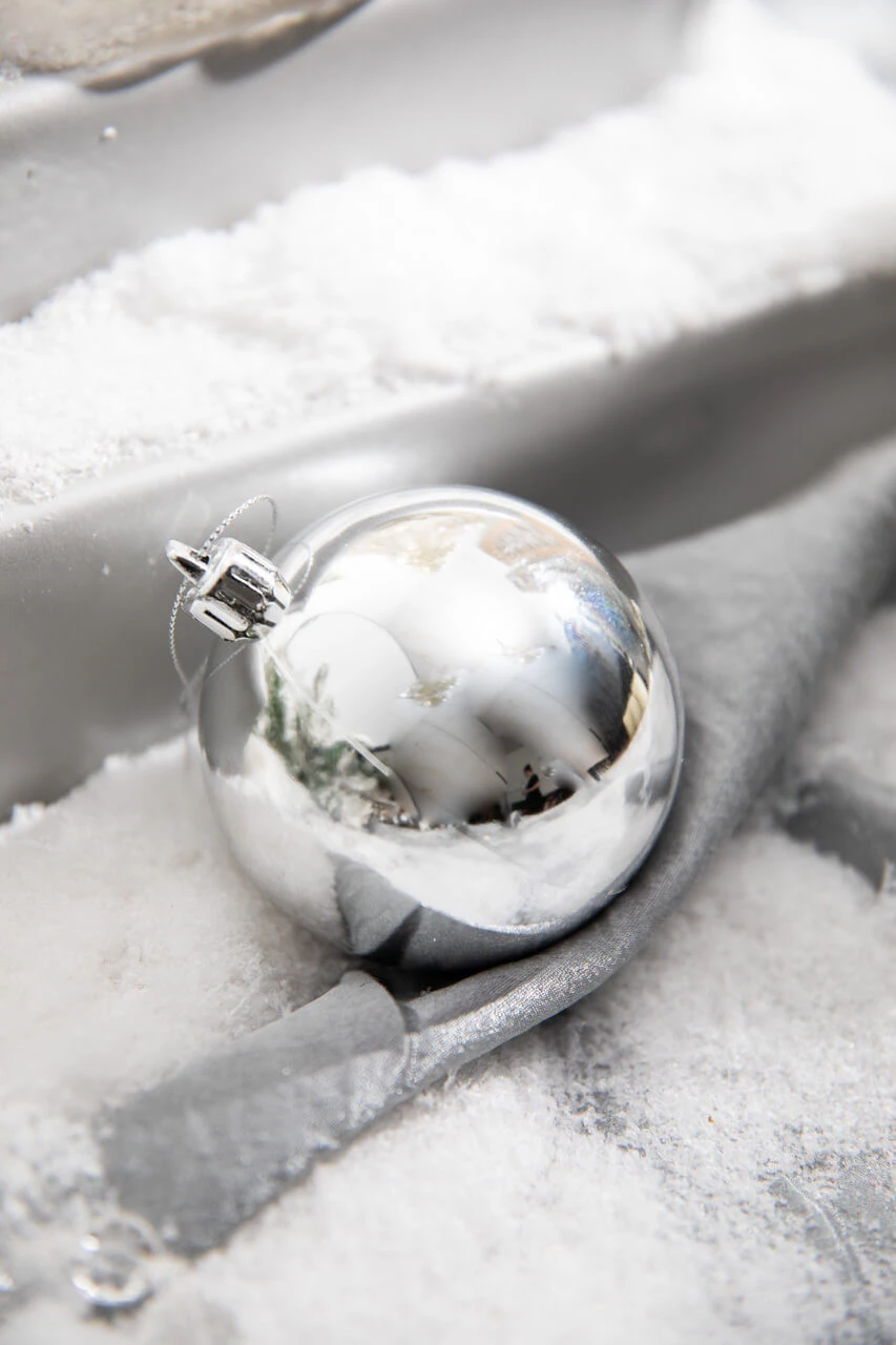 3" Silver Shiny Ball - Box Of 6 - Image 3