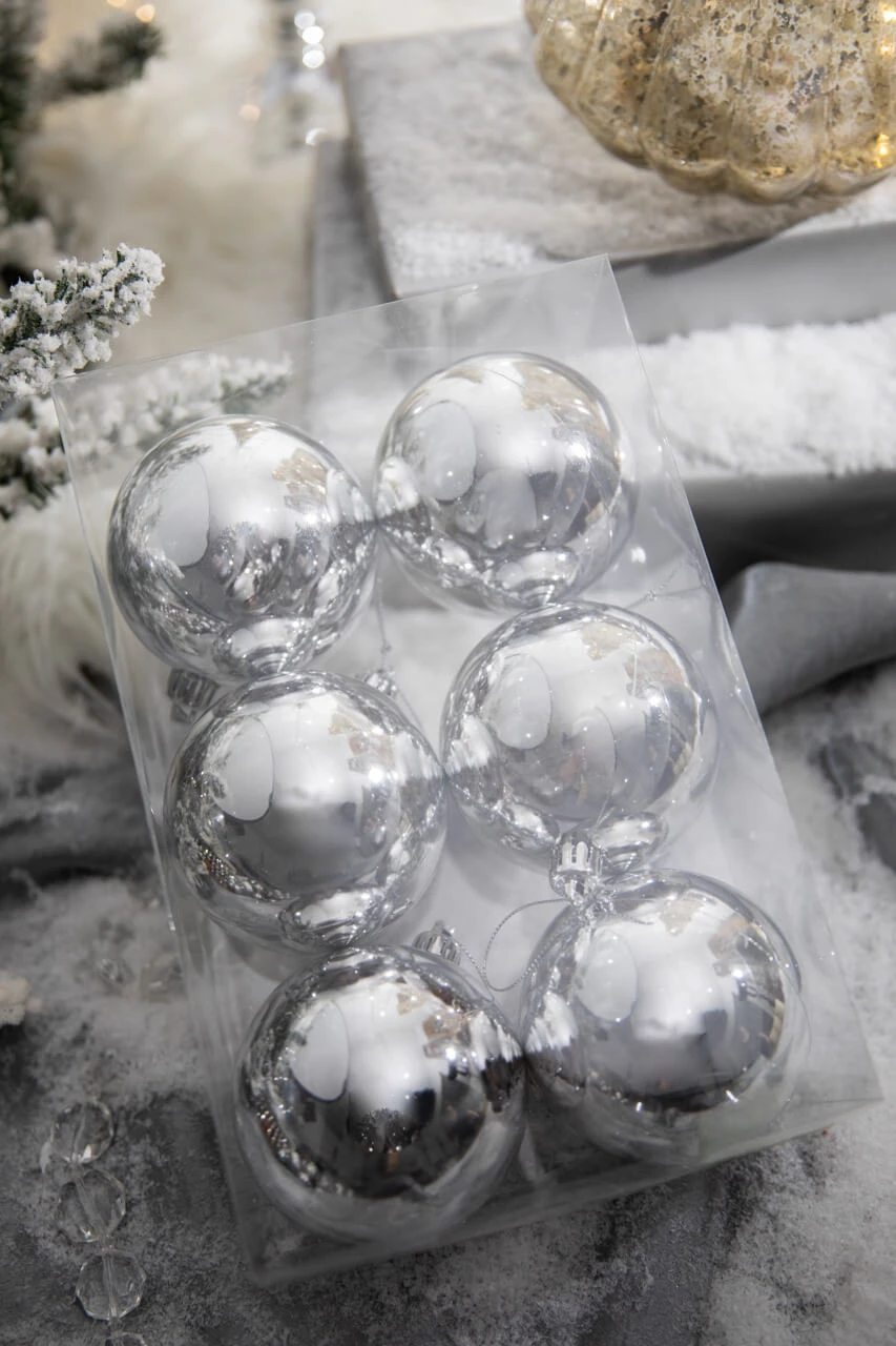 3" Silver Shiny Ball - Box Of 6 - Image 2