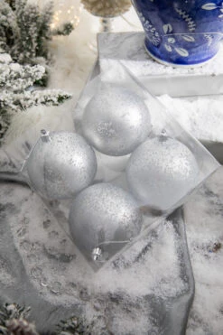 3.5" Matte Silver Mercury Ball Ornaments - Set Of 4