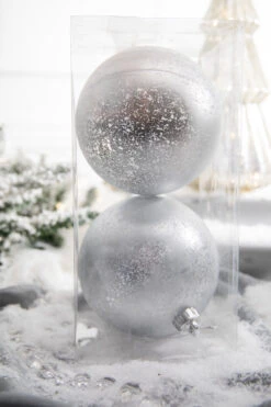 5β Silver Matte Mercury Ball Ornaments - Set Of 2