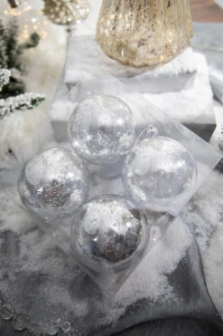 3.5” Silver Mercury Ball Ornaments - Set Of 4
