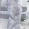 4" X 10 Yard Silver Snowflake Christmas Ribbon