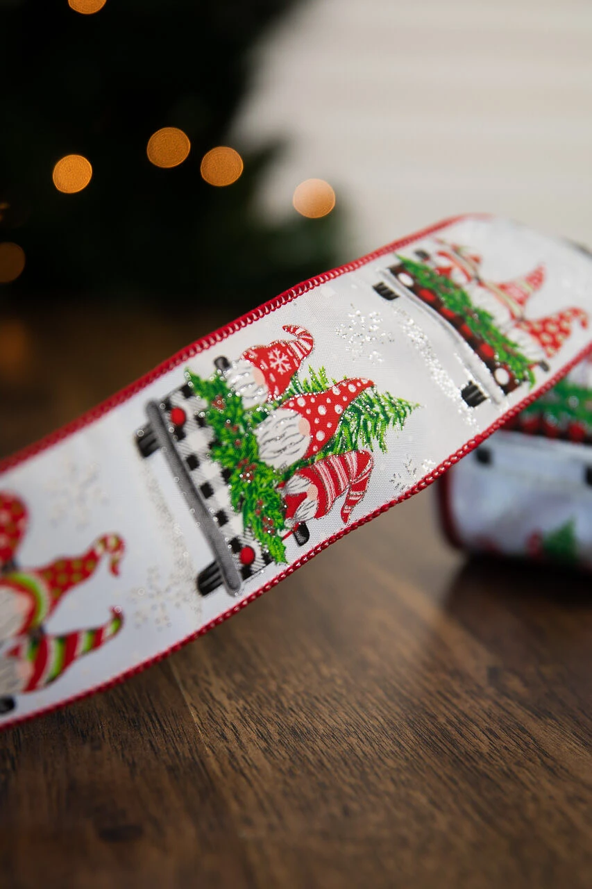 2.5β X 10 Yard Santa Gnomes Ribbon - Image 2